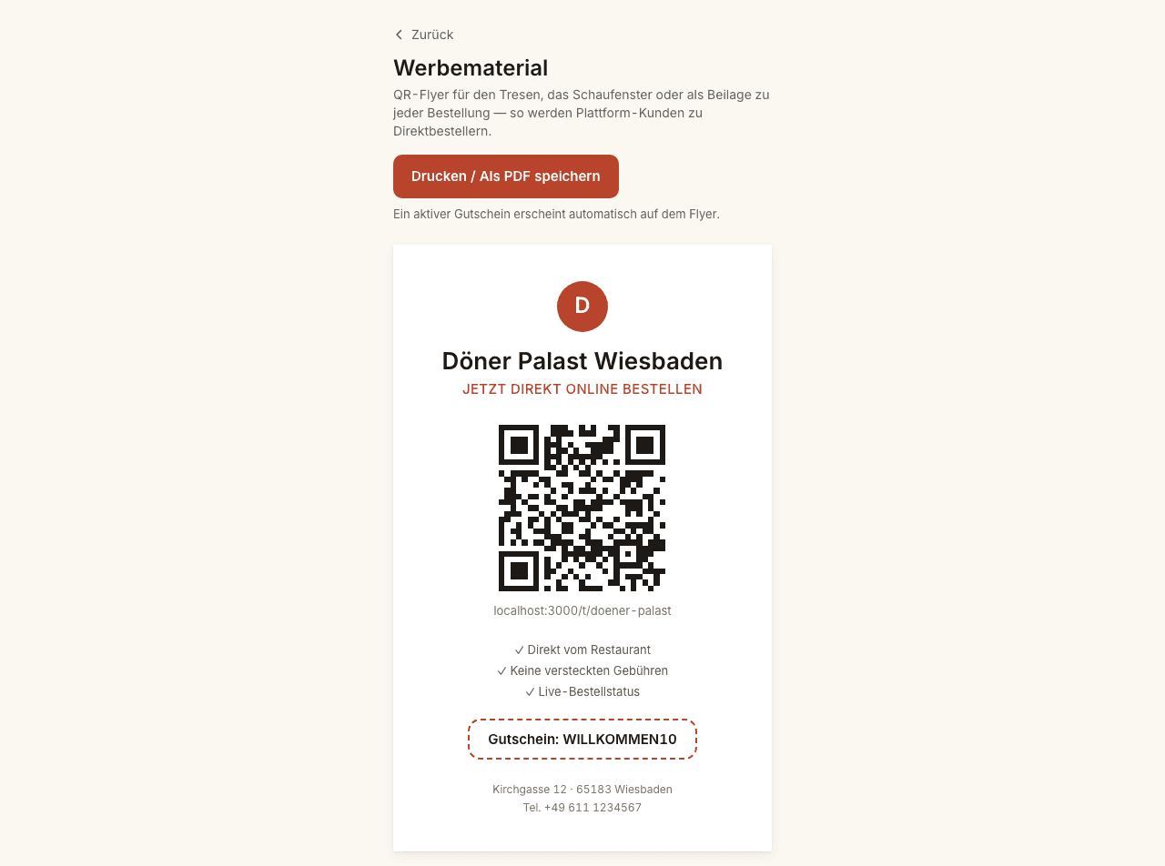 QR-Flyer für Direktbestellungen